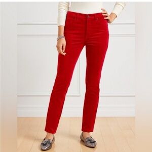NEW Talbots Red Corduroy High-Waist Straight Leg Pants Holiday Hot Plus Size 14W